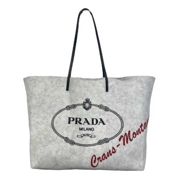 NWT PRADA Tote BAG Grey Felt 100% Authentic - Picture 1 of 12